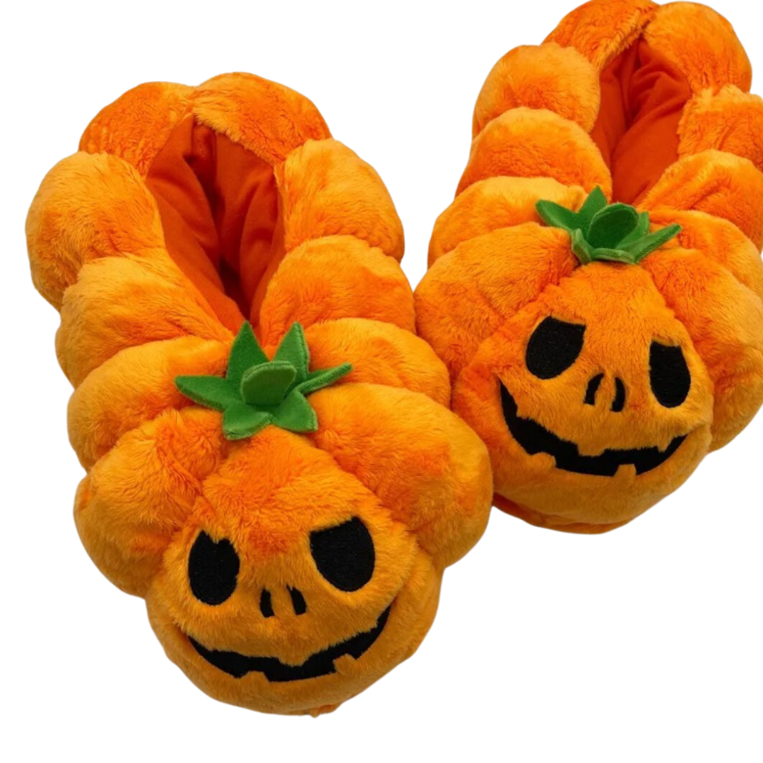 PLUSH PUMPKIN BEDROOM SHOES